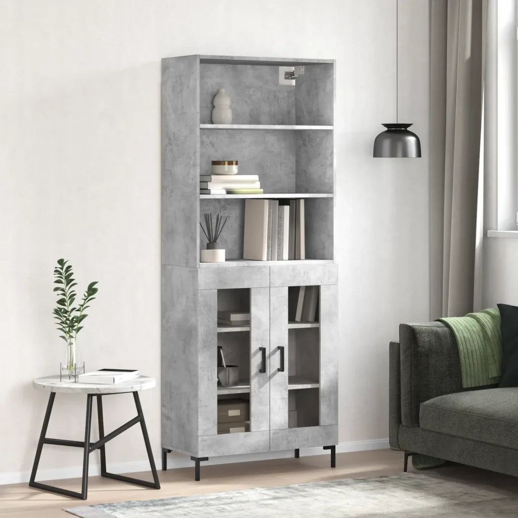 Credenza | Madia | Buffet da pranzo | Armadio da pranzo Grigio Cemento 69,5x34x180 cm in Legno Multistrato