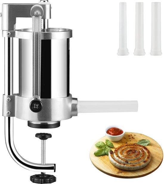 Worstmachine Manuale 1,5L per Salsicce Fresche e Churros - Acciaio Inossidabile Tastiera da Cucina
