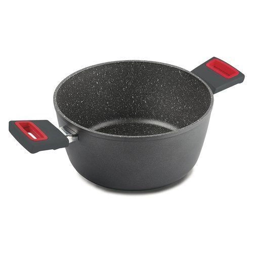 Ghidini 2254N060 LINEA VIVA Casseruola a 2 Manici con Rivestimento Antiaderente Diametro 24 cm colore Grigio e Rosso
