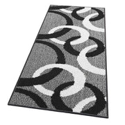 Tappeto Cucina 57x280 Cm Tridimensionale Cerchi 3D Assorbente Morbido Moderno Antiscivolo Nero