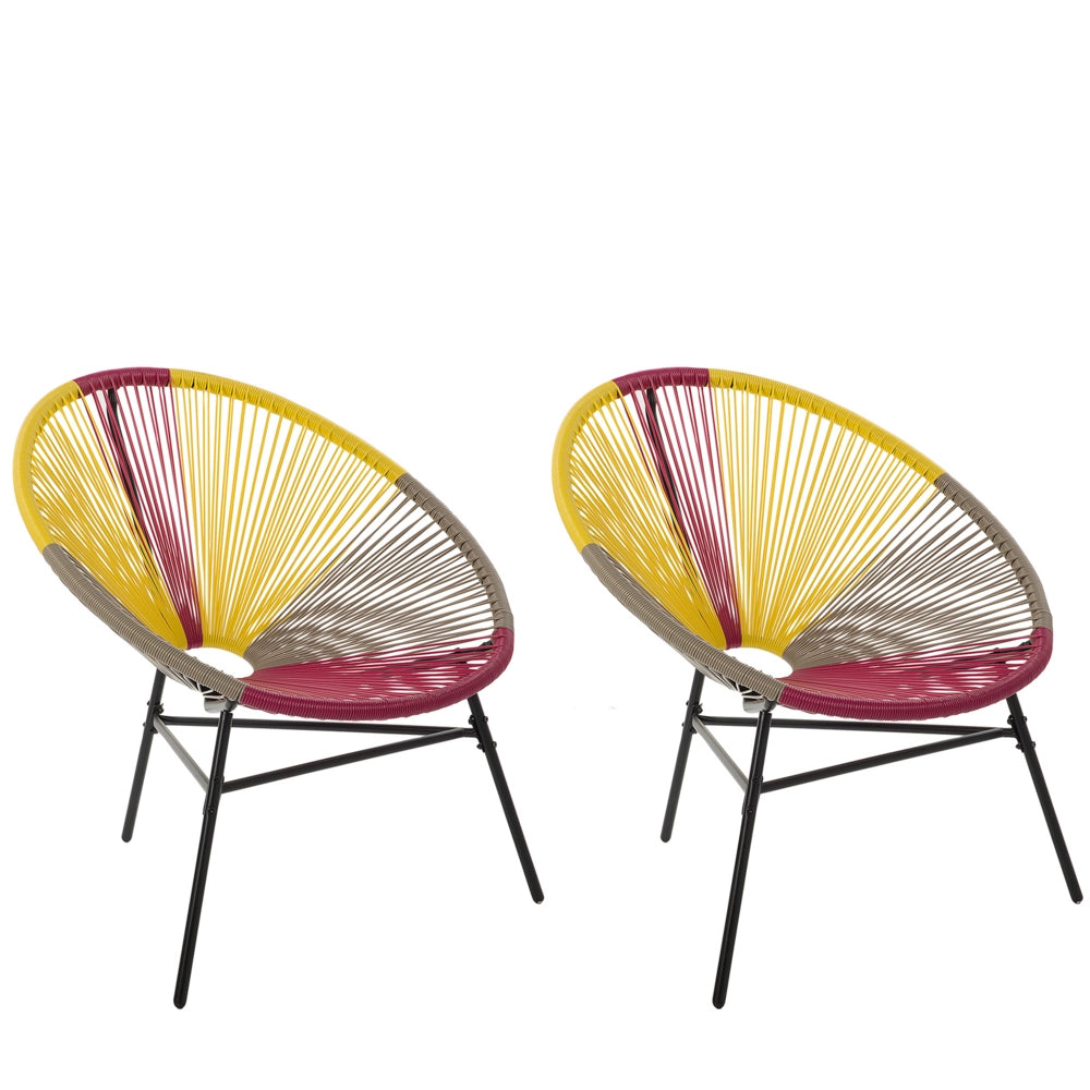 Set di 2 Sedie da Giardino spaghetti di colore rosa giallo beige stile Moderno contemporaneo