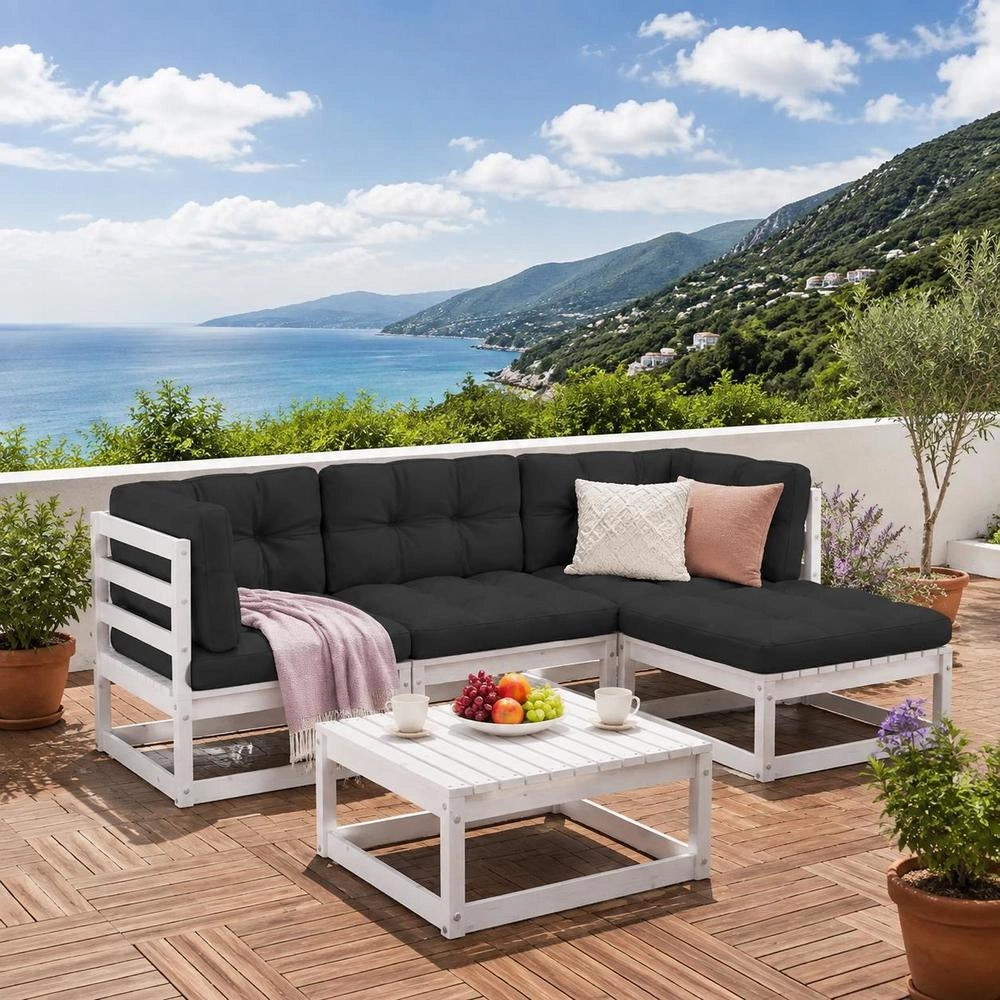 5-piece Garden Lounge Set With Cushions, Solid Pine Wood