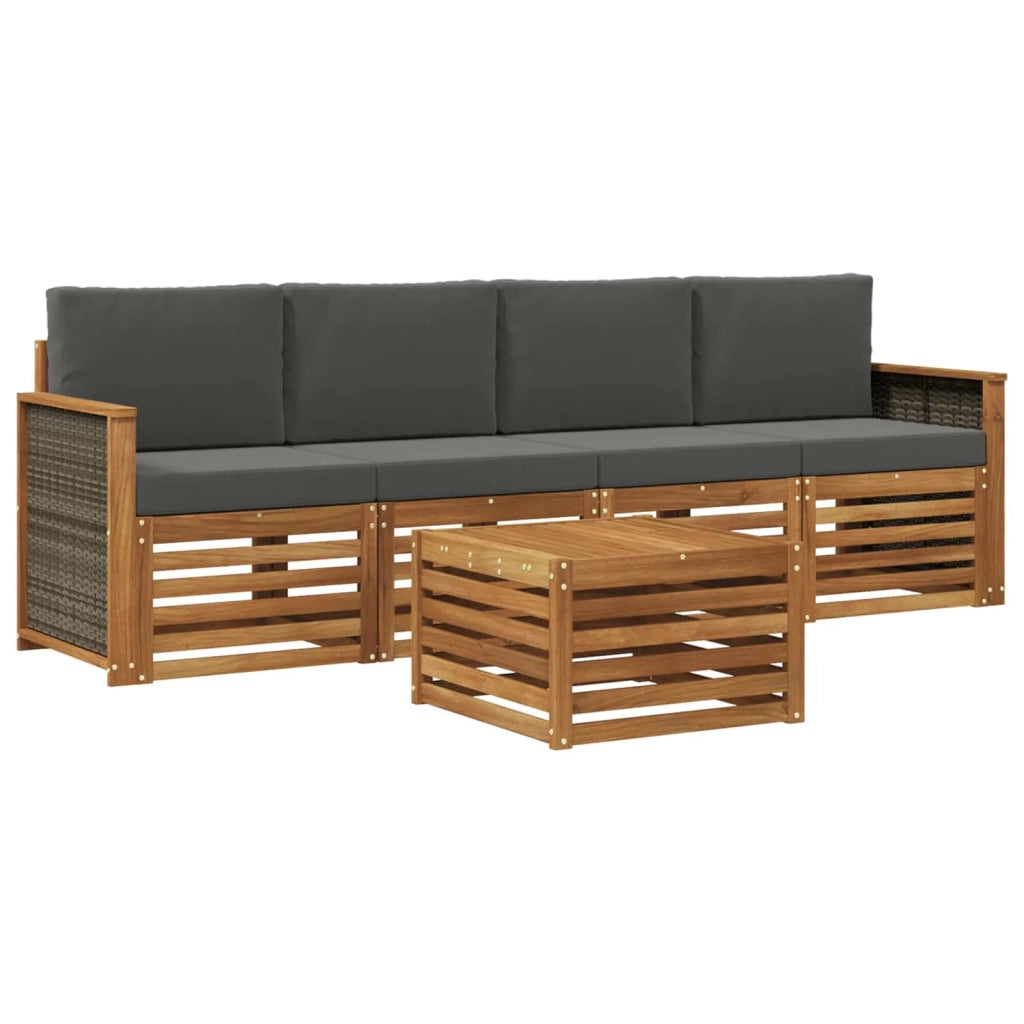 Set di divani da esterno 5 pz Naturale e Antracite 3383988