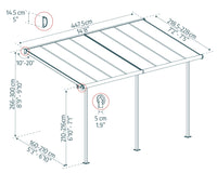 Pergola Sierra Addossata in Alluminio  2.3X4.5 m Grigio