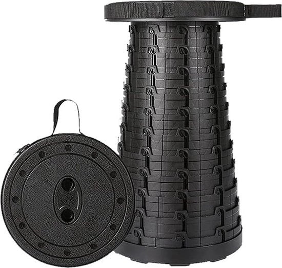 Kruk da camping telescopica portatile con regolazione di altezza e manubrio - utilizzabile in cucina, all'aperto e per passeggiate - nero