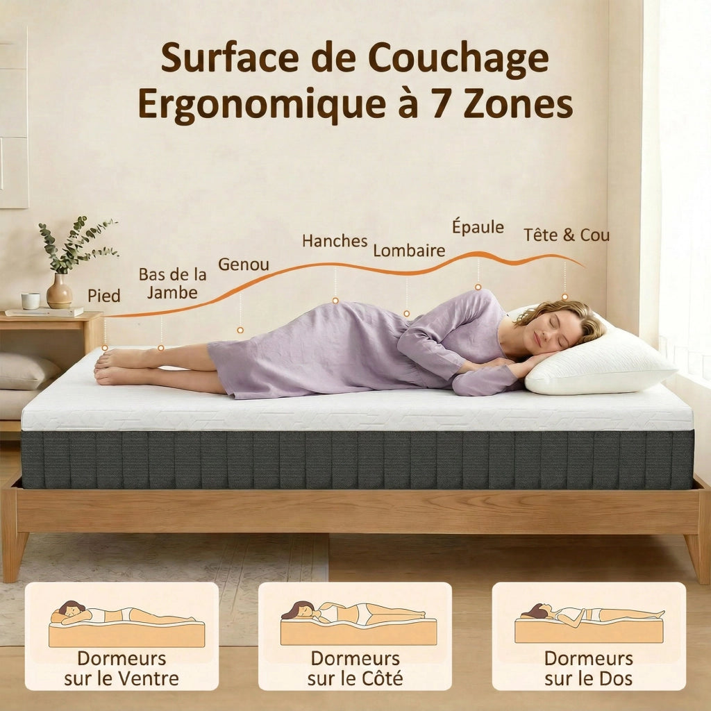 Materasso 140x190 cm 25 cm ¨C zephmum ¨C memory foam molle 7 zone media densit¨¤