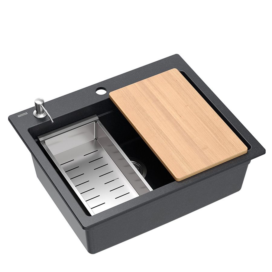 Lavello In Granito Kurt 110 Workstation Black Dotted