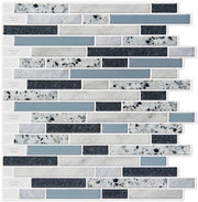 10 pezzi di piastrelle da cucina autoadesive, 30 x 30 cm, autoadesive, 3D, per cucina e bagno, piastrelle in vinile autoadesive, blu