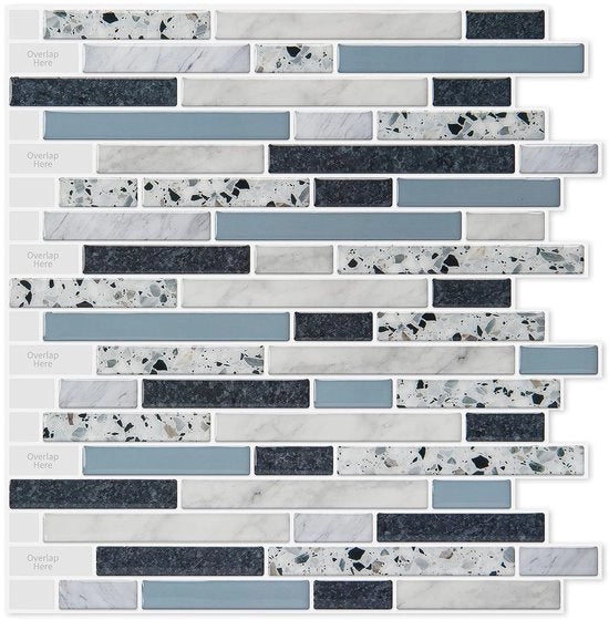 10 pezzi di piastrelle da cucina autoadesive, 30 x 30 cm, autoadesive, 3D, per cucina e bagno, piastrelle in vinile autoadesive, blu
