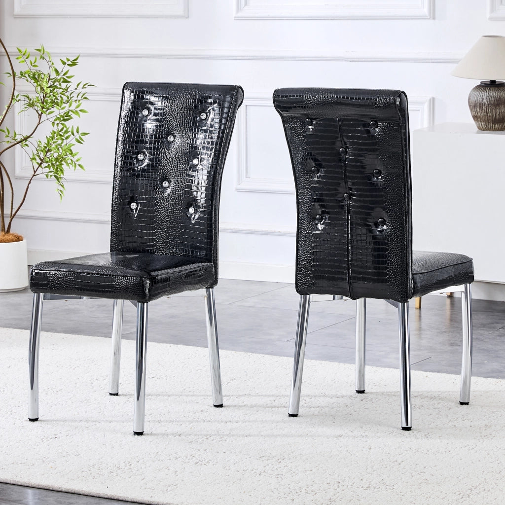 SEDIA DA PRANZO Set da 2 Nero in PVC effetto pelle con gambe in metallo galvanizzato