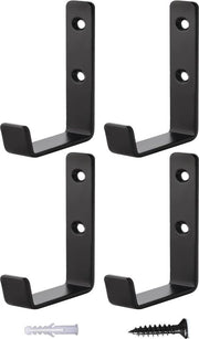 4-Pack chiodi a muro - Chiodo a muro pesante con doppia gancetta - Gancetta metallica singola - Chiodo a muro con viti - Chiodo a muro a doppia gancetta - Gancetta metallica robusta - Adatto per bagno/camera da letto (nero)