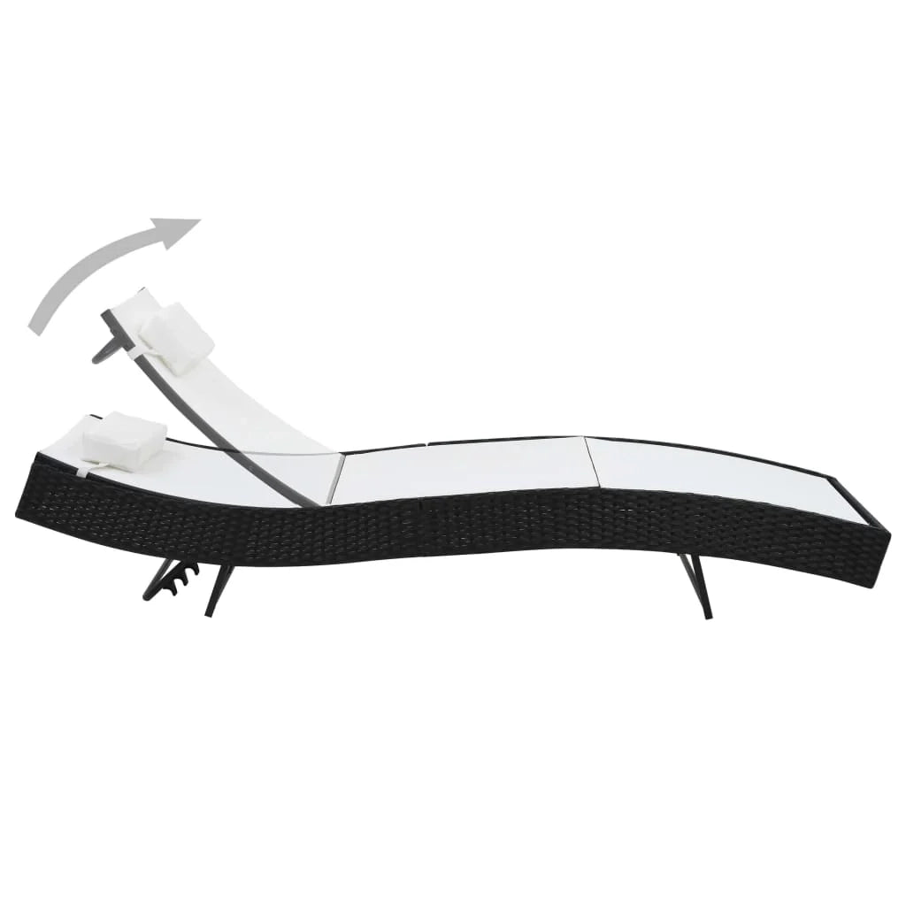 Set di 2 lettini prendisole sedie a sdraio lettini prendisole lettini da giardino mobili da giardino e tavolo in resina intrecciata nera e textilene 02_0012146