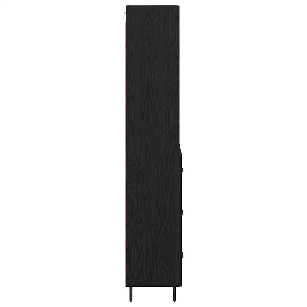 Credenza con Cassetto-Buffet-Armadio da cucina Rovere Nero 69,5 x 34 x 180 cm 503114