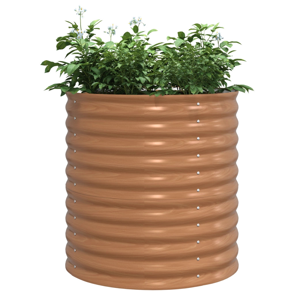 Letto da giardino rialzato marrone con aspetto legno 80x80x81 cm in acciaio