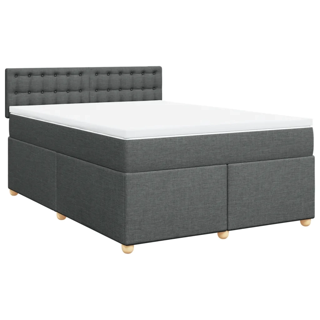 Giroletto a Molle con Materasso Grigio Scuro 140x190 cm Tessuto