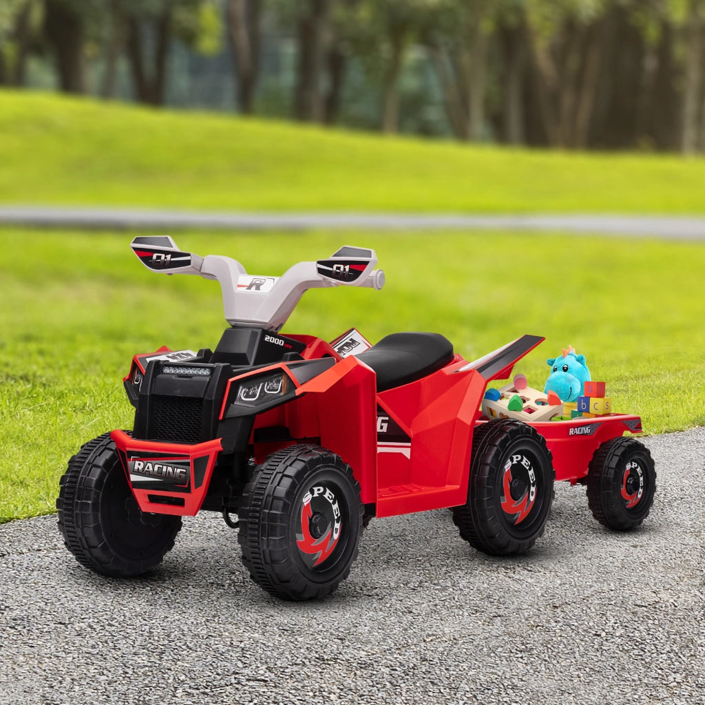 Quad elettrico per bambini con rimorchio ¨C zephmum ¨C Rosso, per 1.5-3 anni