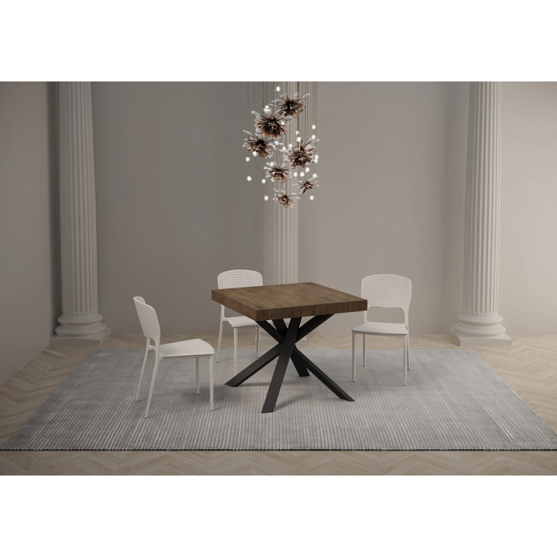Tavolo allungabile 90x90/194 cm Clerk Premium - gambe Antracite - Noce