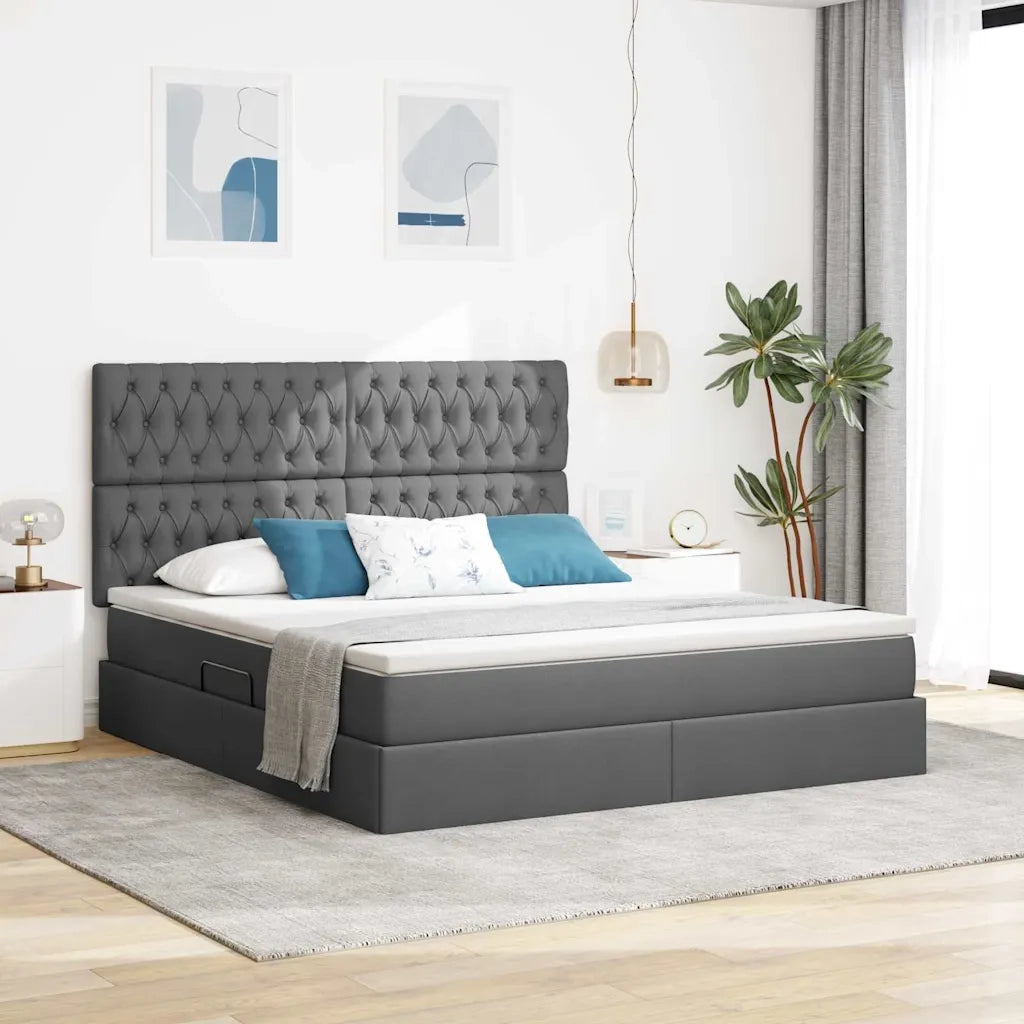 Letto con contenitore e materasso Grigio scuro 160 x 200 cm