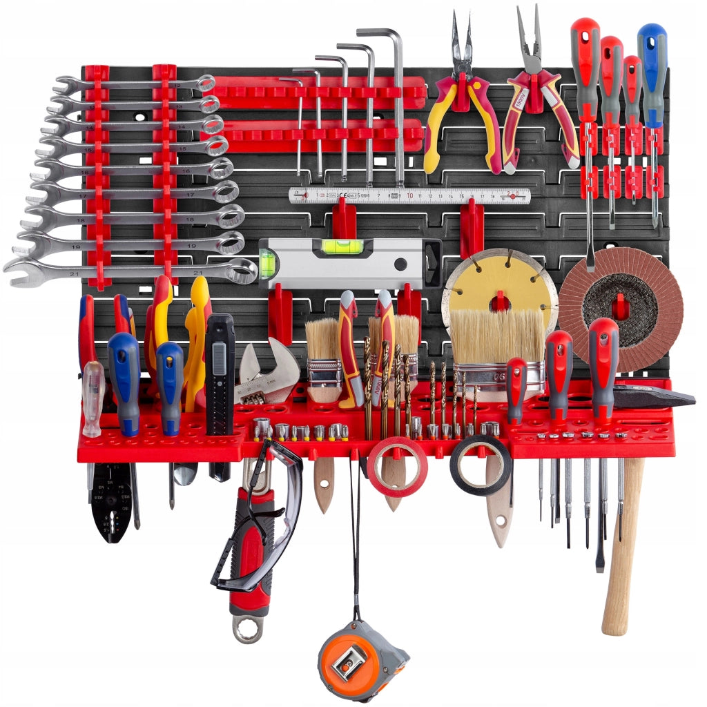 Pannello portautensili KADAX da parete per officina, 58x39 cm, 20 supporti, per garage e officina.