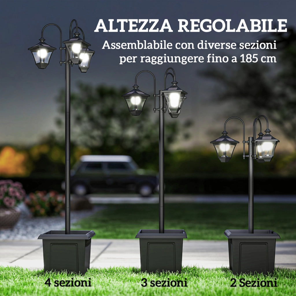 Lampione Solare da Giardino ¨C Zephmum ¨C Acciaio Inox Regolabile 1.85 m IP44
