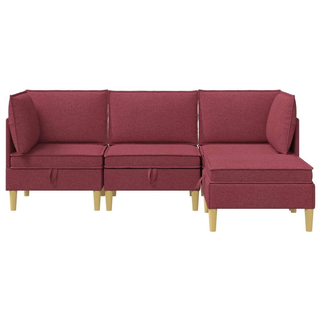 Set di mobili per il soggiorno 4 pcs Rosso Vino Tessuto 3413690