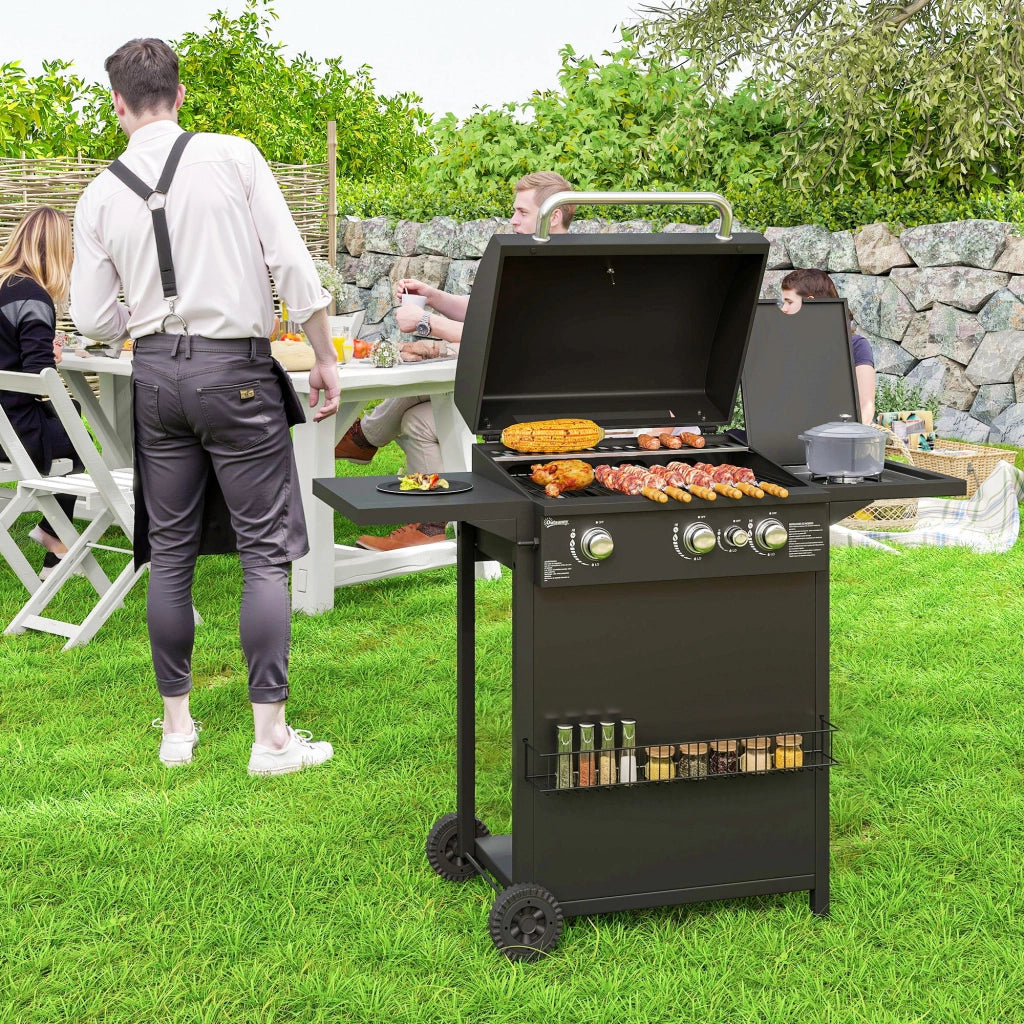 Barbecue a gas 3+1 bruciatori ¨C zephmum ¨C acciaio nero 9.5 kW