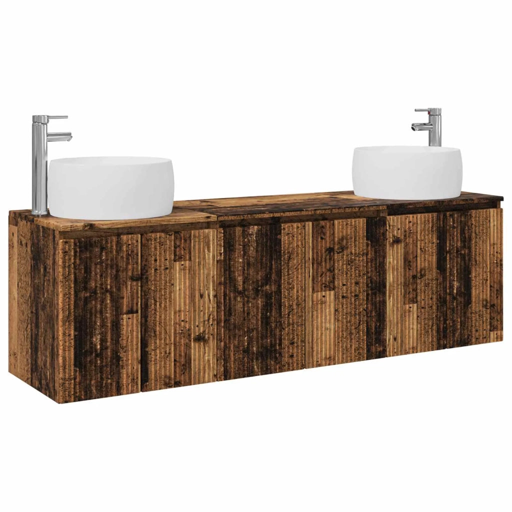 Set di Armadi da Bagno 3 pz Legno antico 49,5 x 44,5 x 66 cm 3405715