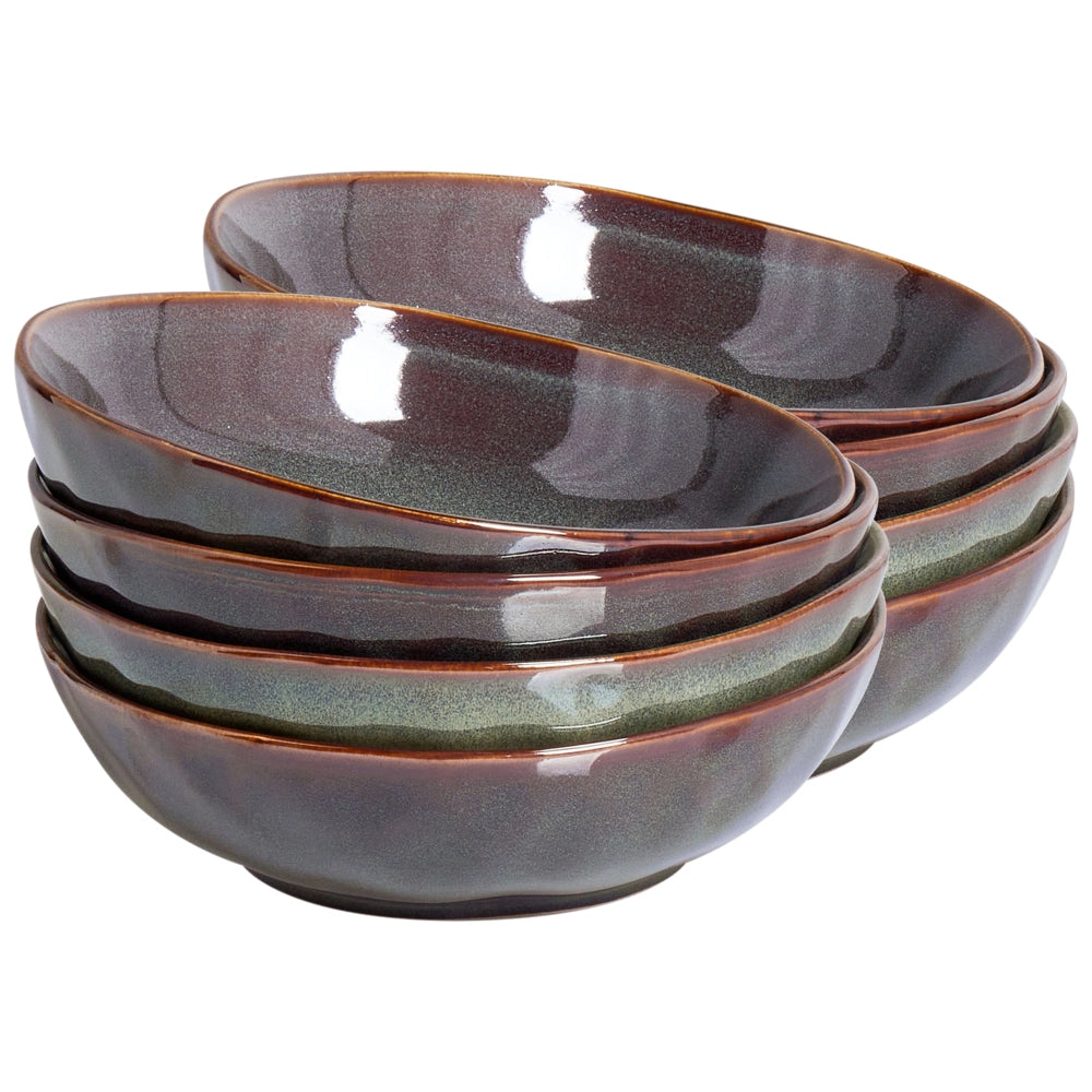 Set di 8 piatti fondi fatti a mano con finitura smalto reattivo Verde scuro Cucina Sala da pranzo