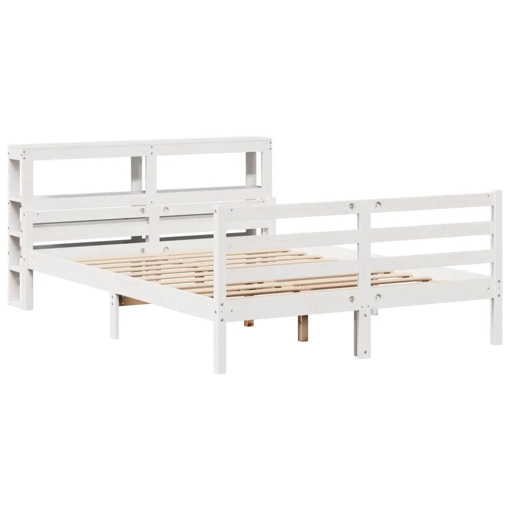 Giroletto con Testiera Bianco 150x200 cm Legno Massello di Pino