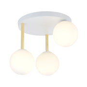 Lampada a sospensione Dolce in acciaio bianco e vetro opalino