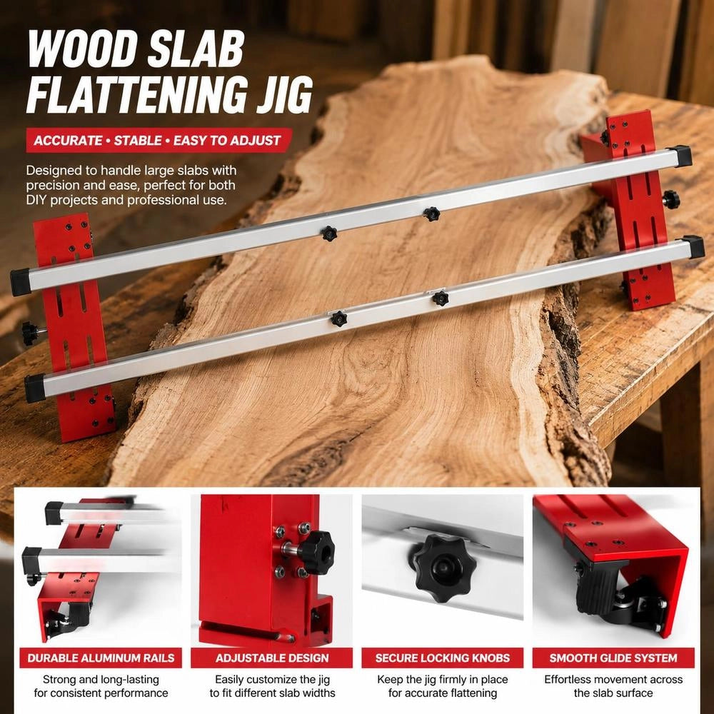 Woodworking Jointer, 60 Inch Aluminum Alloy Frame With Adjustable Surface, Large Board Planing Aid For Workbench, DIY Wood Processing Tool