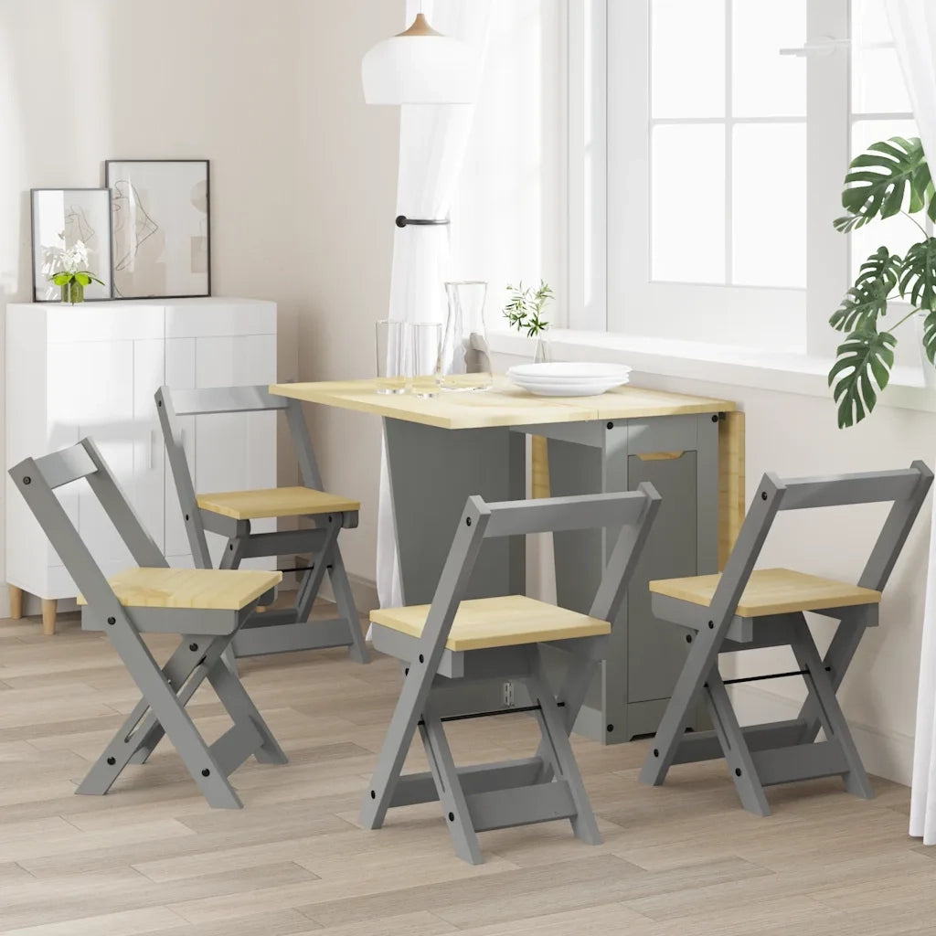 Sedie da Pranzo Pieghevoli 4 pz | Sedie da cucina Corona Grigie in Legno di Pino