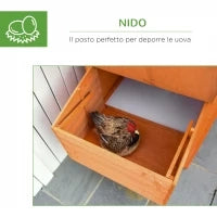 Pollaio in Legno Prefabbricato con Nido per la Cova e Casetta con Vassoio Estraibile