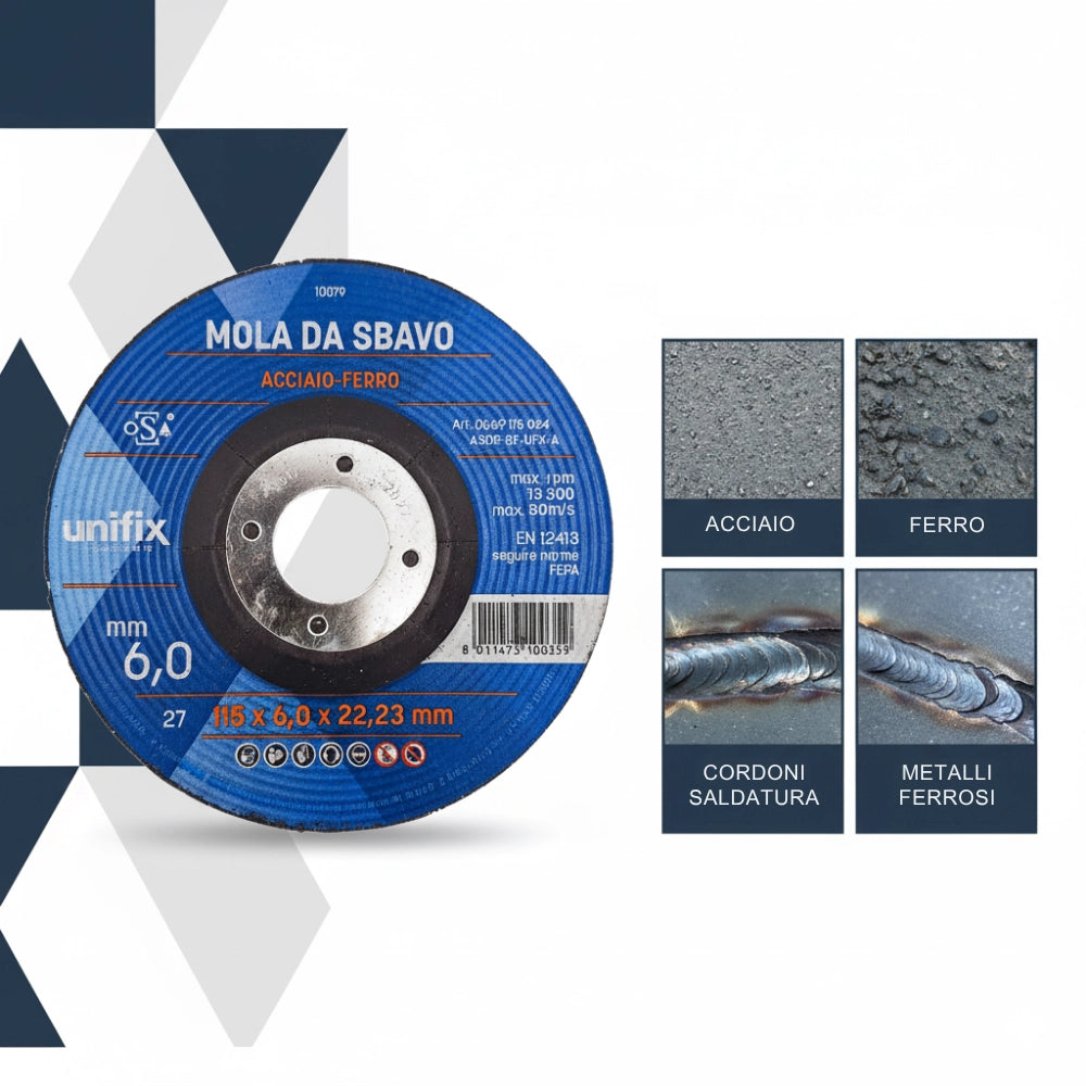 Mole da sbavo in acciaio per lavorazioni professionali Ø115 x 6,0 x 22 mm
