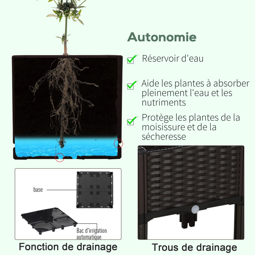 Fioriera da Giardino 2 Piani ¨C Xylo ¨C Effetto Rattan Intrecciato Marrone 80x80x44cm