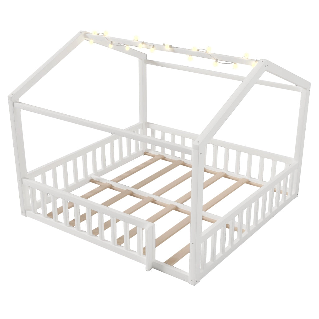 Letto Singolo per Bambini con Sponde e LED ¨C MINIMAL ¨C Pino Bianco 90x190 cm