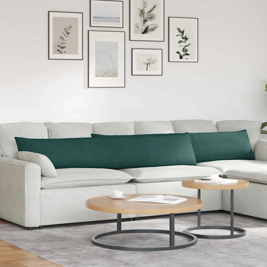 Cuscini da Divano 2 pz-Set di 2 Cuscini per Sofa Verde Scuro 200 x 40 cm Tessuto