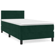 Letto singolo | Letto per adulti | Giroletto a Molle con Materasso Verde Scuro 100x200 cm Velluto