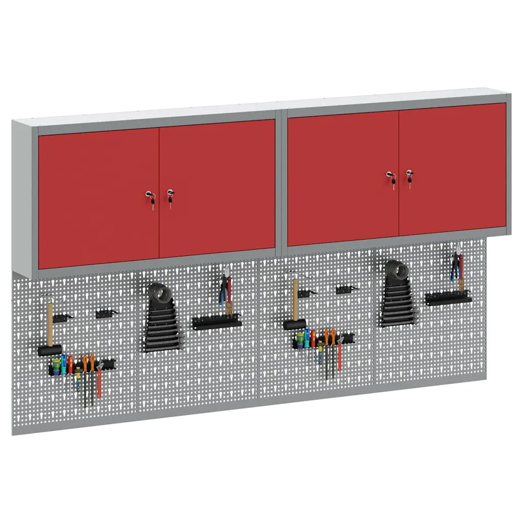 Set di armadi per attrezzi con lo scaffale 6 pcs Rosso 3321403