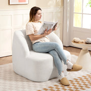Poltrona moderna con imbottitura in pile - Zephmum- Cremebianco, comodo per soggiorno e camera da letto