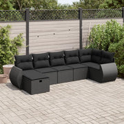 Set Divani da Giardino con Cuscini 7pz Nero Polyrattan 3325601