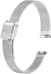 Cinturino orologio in acciaio inossidabile 10 mm, chiusura rapida, cinturino metallico regolabile colore argento.