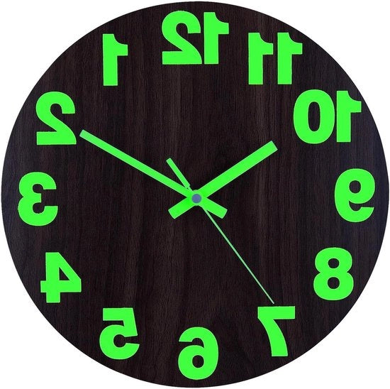 Orologio da parete in legno con illuminazione a luce emettente radiazioni - 255 cm alto - orologio da parete silenzioso con cifre e maniglie luminose - alimentato da batterie - per camera da letto, soggiorno e cucina - marrone