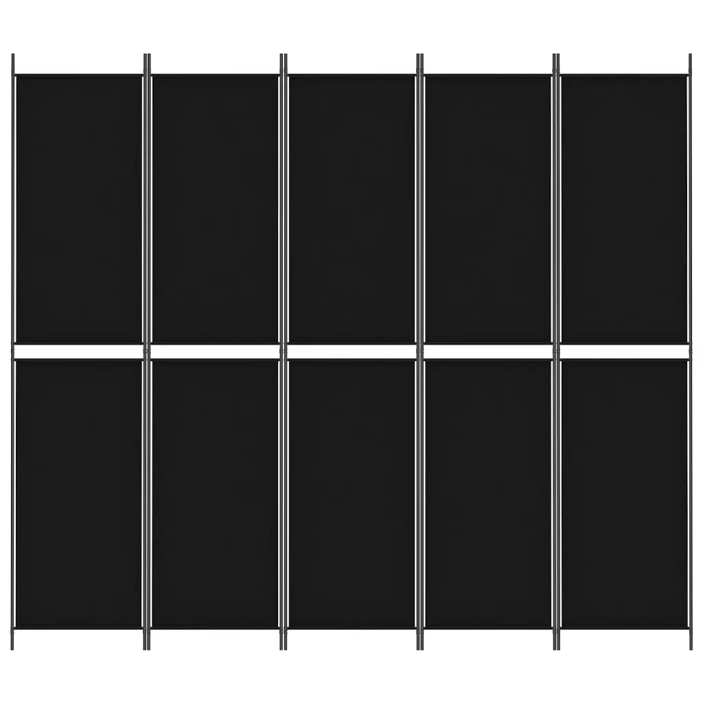 Divisorio 5 Pannelli Nero 250x220 cm Tessuto 350253