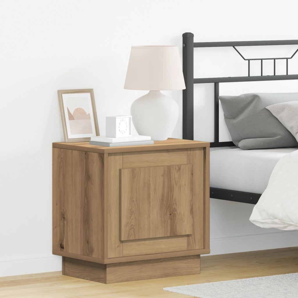 Comodino con luci LED Rovere Artigianale 44x34,5x45 cm