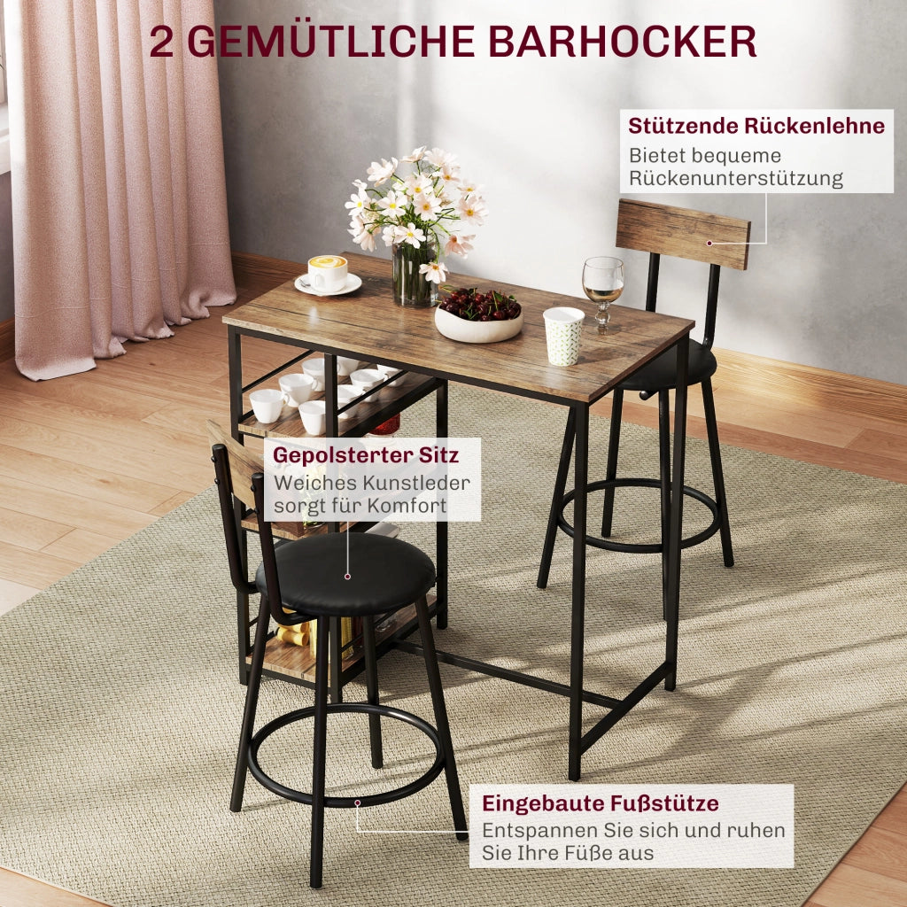 Tavolo da pranzo con 2 sedie ¨C zephmum ¨C MDF e metallo, nero, 90x200