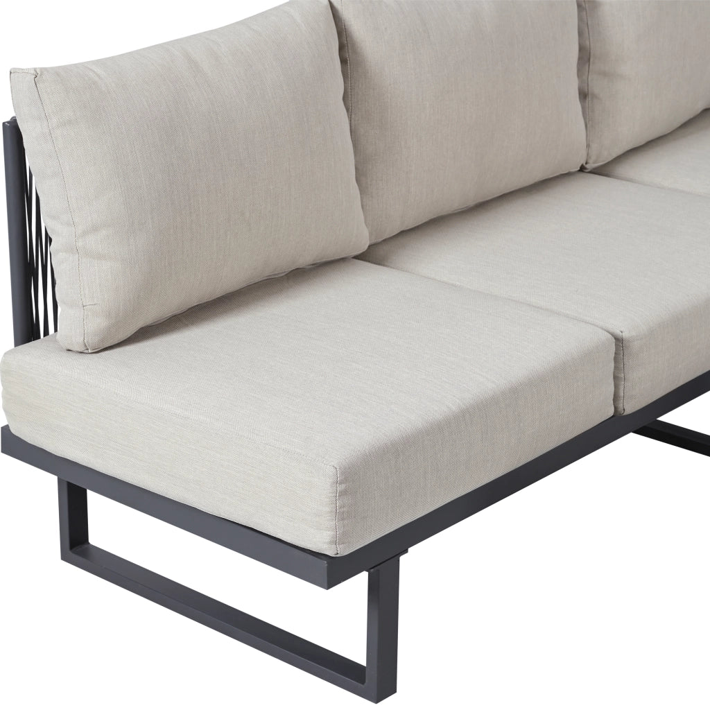 Set da Giardino con Divano Angolare e Tavolo ¨C Xylo ¨C Acciaio Zincato, Grigio Beige