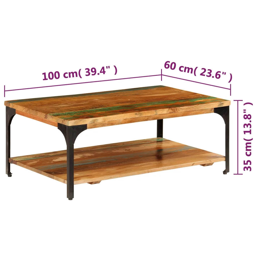 Tavolino da Caff¨¨ con Mensola-Tavolino da soggiorno 100x60x35 cm Massello di Recupero