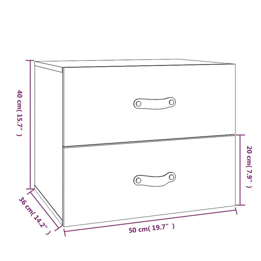 Comodini a Muro 2 pz Bianchi 50x36x40 cm 820979
