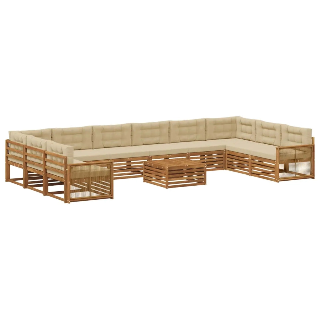 Set divani con cuscino 11 pcs Legno di Acacia Massello